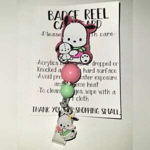 Hand Crafted Sanrio Pochacco Badge Reel